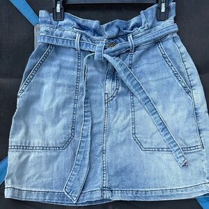 Free People Blue Denim Skirt Tie Front Casual